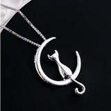 Collana con luna sospesa e gatto | Oro