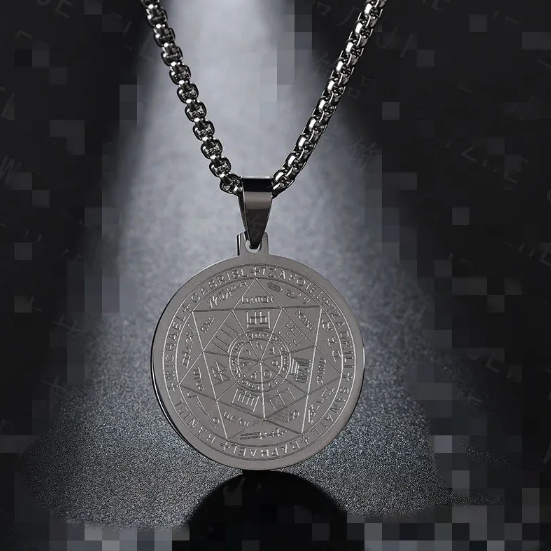 Collana con medaglia Tritone angelo Sei stelle | Oro