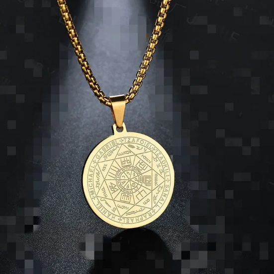 Collana con medaglia Tritone angelo Sei stelle | Oro