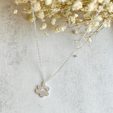 Collana con piastra, acciaio inossidabile | Oro bianco