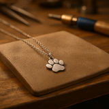 Collana con piastra, acciaio inossidabile | Oro bianco