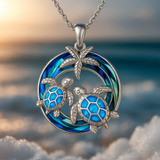 Collana con tartaruga, cerchio e opale | Oro