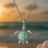Collana con tartaruga e opale turchese | Oro