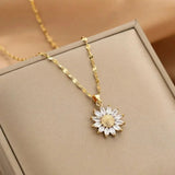 Collana con girasole in cristallo | Oro