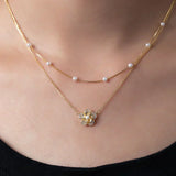 Collana di fiori con perle doppie | Oro