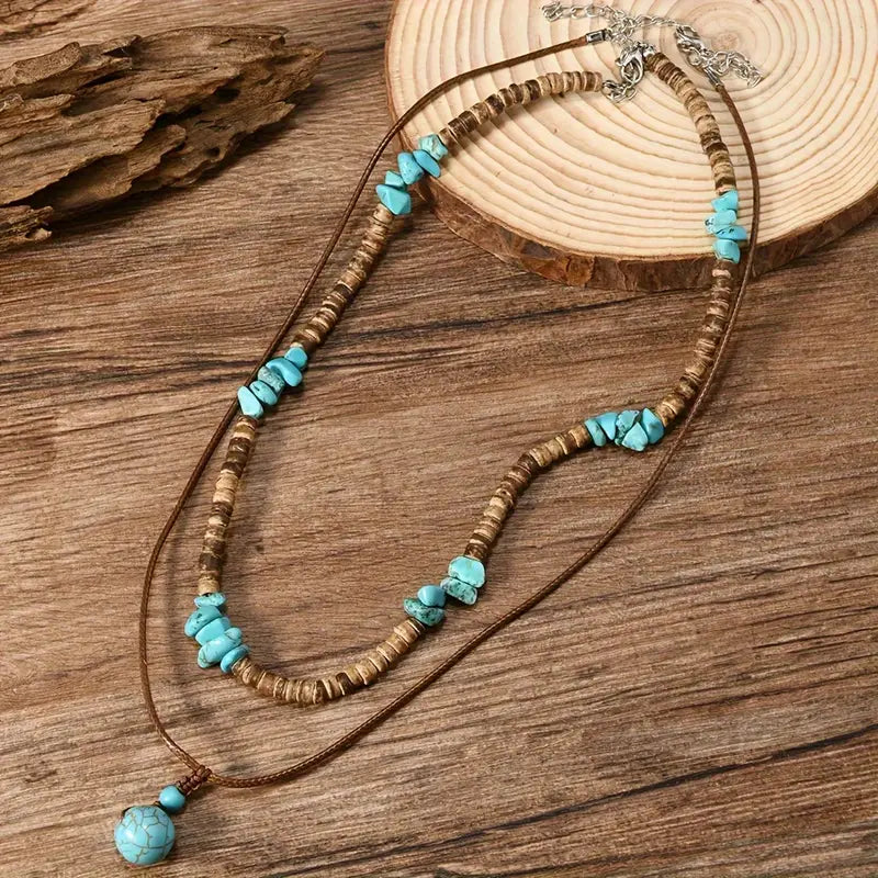 Collana di lusso per uomini con perle in turchese e occhio di tigre | Oro