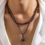 Collana di lusso per uomini con perle in turchese e occhio di tigre | Oro