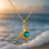 Collana da sirena con cristallo blu | Oro