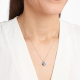 Collana in zaffiro taglio rotondo | Oro bianco