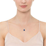 Collana in zaffiro taglio rotondo | Oro bianco
