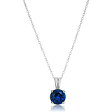 Collana in zaffiro taglio rotondo | Oro bianco