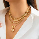 Collana a strati a forma di cuore | Oro
