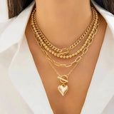 Collana a strati a forma di cuore | Oro