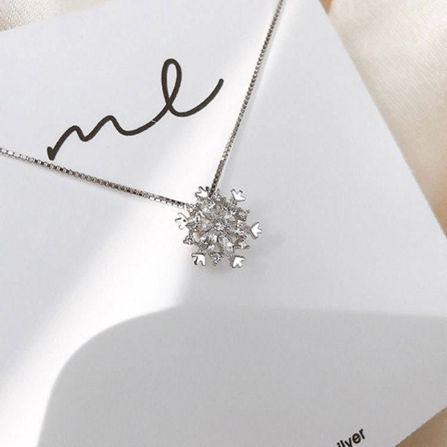 Collana in cristallo con neve brillante | Oro rosa