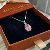 Collana a forma di goccia rosa | Oro bianco