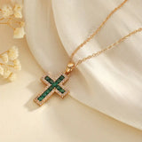 Collana con croce in smeraldo | Oro