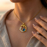 Collana con delfino e cristallo | Oro