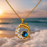 Collana con delfino e cristallo | Oro