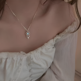 Collana in pietra di luna - Sogni d'oro | Oro bianco