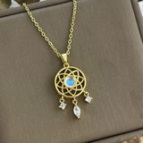 Collana in pietra di luna - Sogni d'oro | Oro bianco