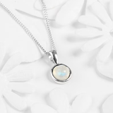 Collana in pietra di luna | Oro bianco