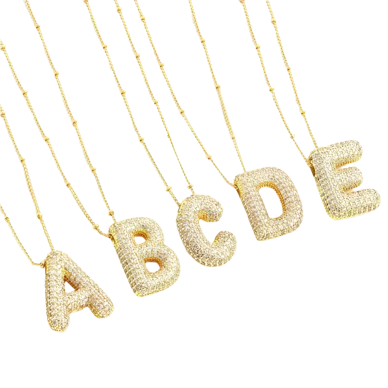 Collana iniziale in lettere a bolle | Oro bianco