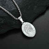Collana ovale con ritratto di angelo in acciaio inossidabile | Oro