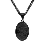 Collana ovale con ritratto di angelo in acciaio inossidabile | Oro