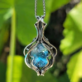 Collana rétro blu | Oro bianco