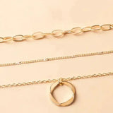 Collana retrò con strati di catena e pendente | Oro