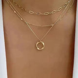 Collana retrò con strati di catena e pendente | Oro