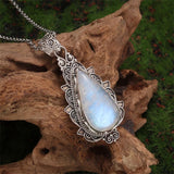 Collana retrò con pendente in pietra di luna | Oro