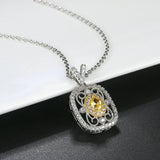 Collana retrò con pietre preziose gialle e cristalli | Oro bianco