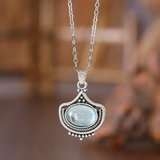 Collana rétro e orecchini con pietre preziose ovali blu | Oro
