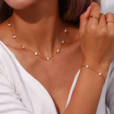 Completo set di collana e bracciale con margherite in acciaio inossidabile | Oro