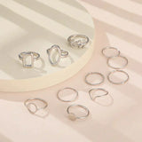 Set di 11 anelli retrò | Oro bianco