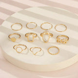 Set di 11 anelli retrò | Oro bianco