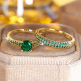 Set di anelli duo Séréna smeraldo | Oro