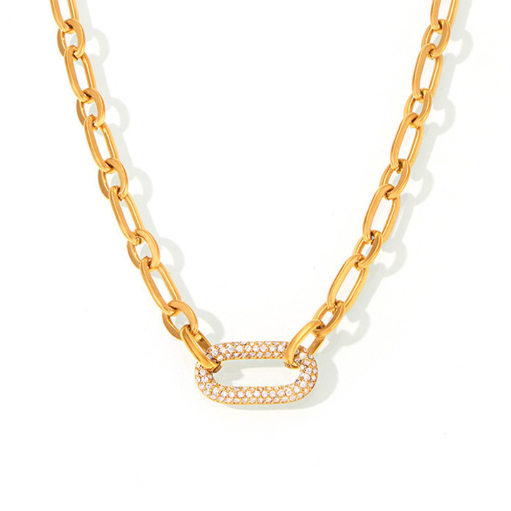 Set di gioielli in catena spessa pavé | Oro