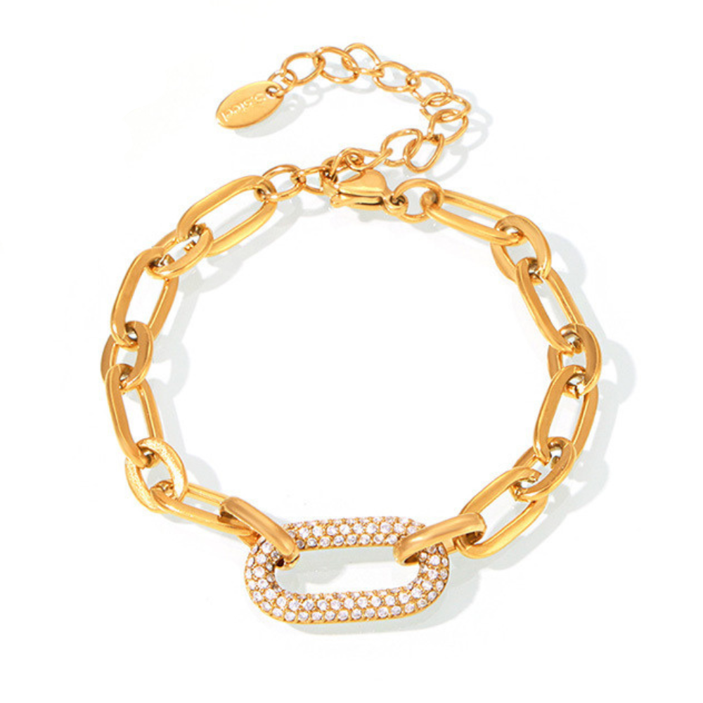 Set di gioielli in catena spessa pavé | Oro