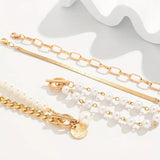 Set di bracciali chic - serpente, perle & maglie | Oro