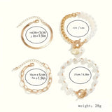 Set di bracciali chic - serpente, perle & maglie | Oro