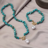 Set di gioielli eleganti in pietre naturali e perle | Oro