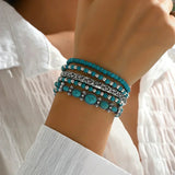 Set di bracciali boho con perline turchesi | Oro