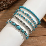 Set di bracciali boho con perline turchesi | Oro