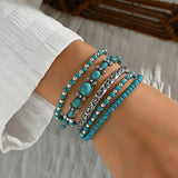 Set di bracciali boho con perline turchesi | Oro