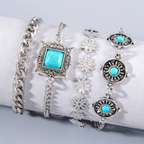 Set di bracciali in pietra arcobaleno | Oro bianco