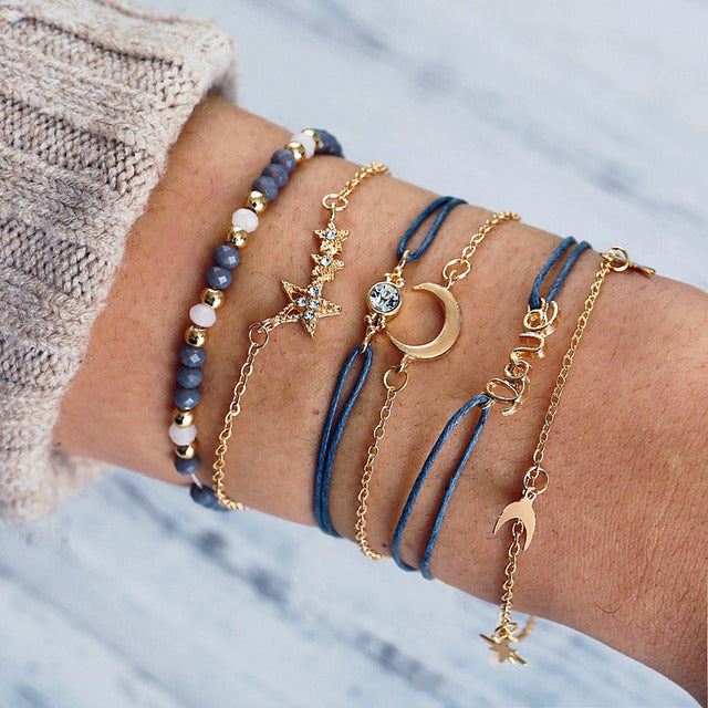Set di braccialetti lussuosi e scintillanti | Oro
