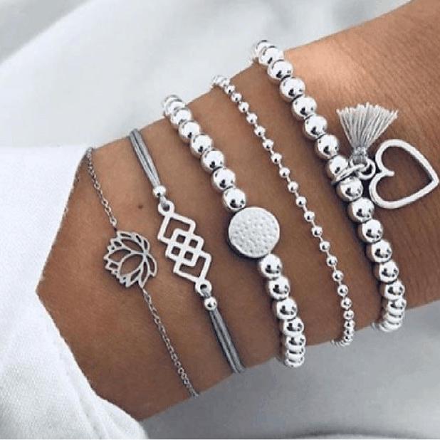 Set di braccialetti lussuosi e scintillanti | Oro