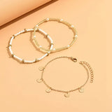 Set di cavigliere sovrapposte in stile costiero 3 pezzi | Oro